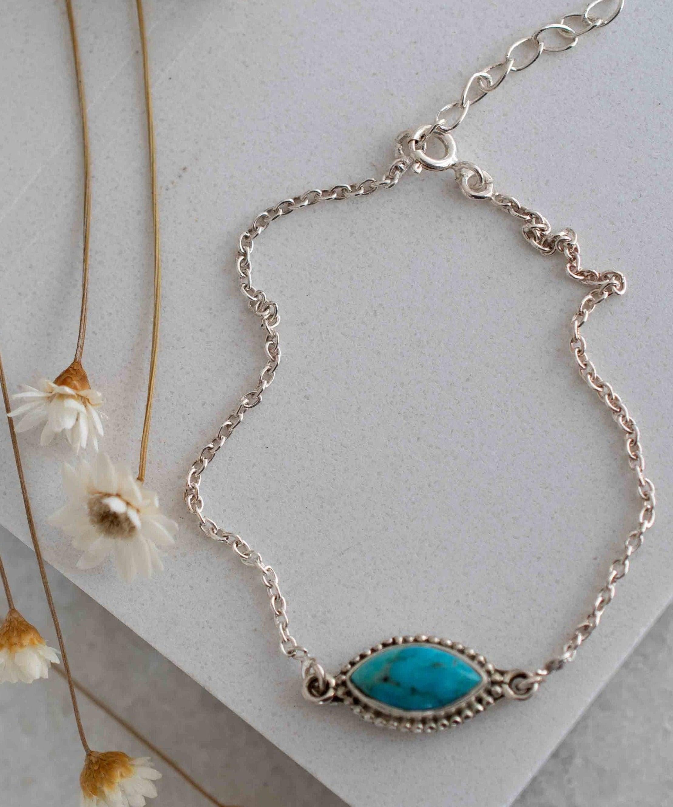 Turquoise, Labradorite, Larimar, Moonstone and Aqua Chalcedony Bracelet ~ Sterling Silver 925 ~Handmade ~Hippie ~Bohemian  ~Stackable MB0