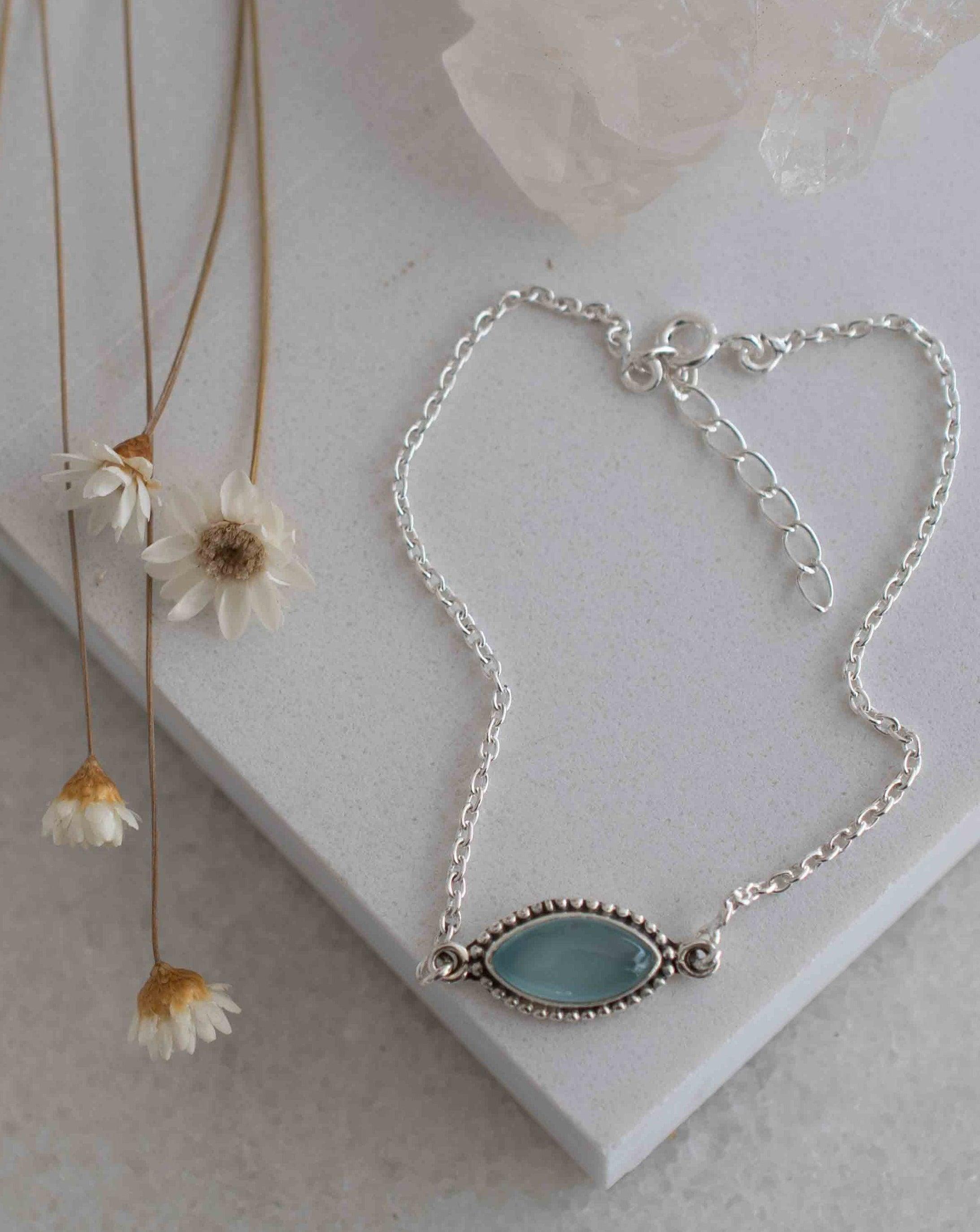 Turquoise, Labradorite, Larimar, Moonstone and Aqua Chalcedony Bracelet ~ Sterling Silver 925 ~Handmade ~Hippie ~Bohemian  ~Stackable MB0