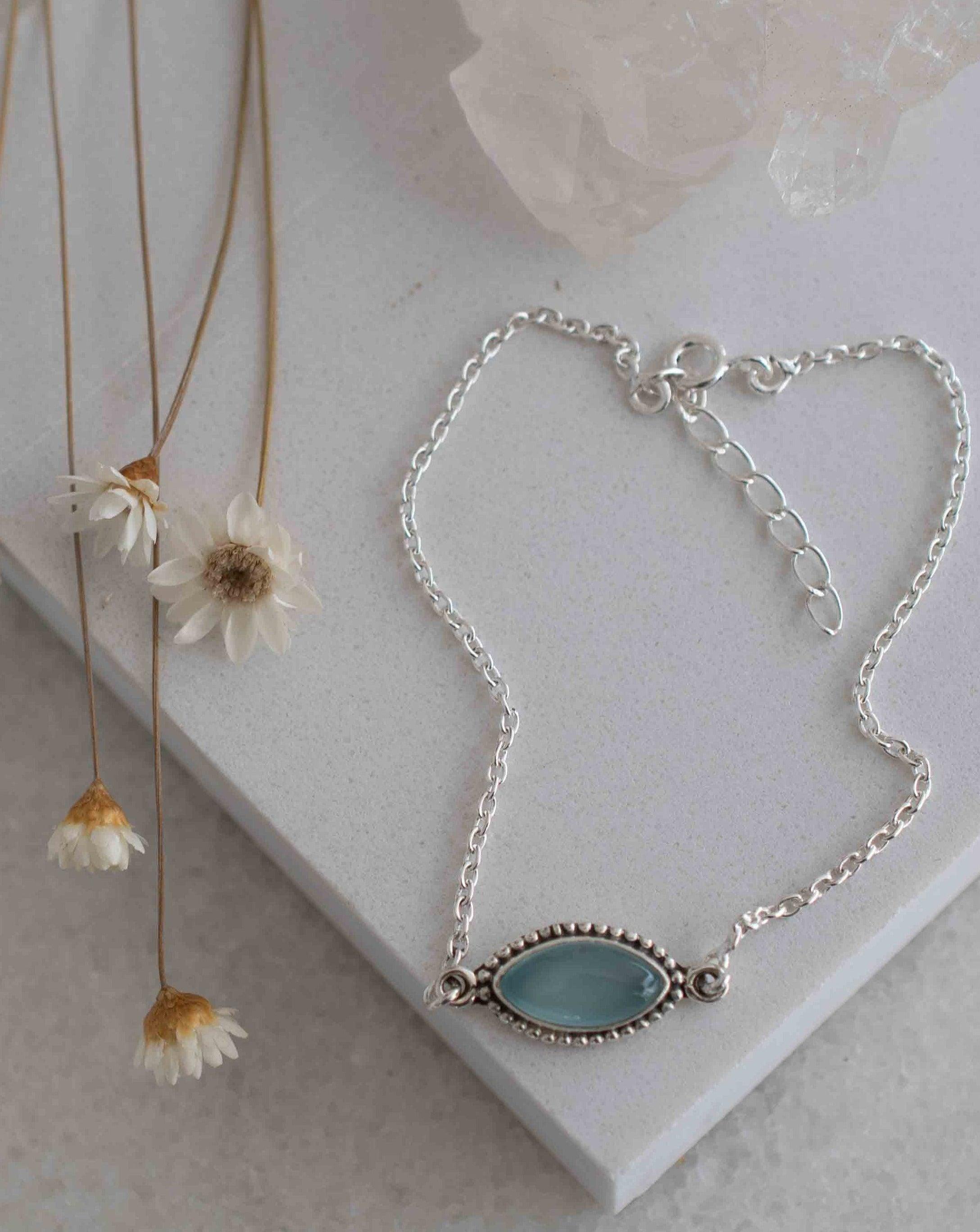 Turquoise, Labradorite, Larimar, Moonstone and Aqua Chalcedony Bracelet ~ Sterling Silver 925 ~Handmade ~Hippie ~Bohemian  ~Stackable MB042