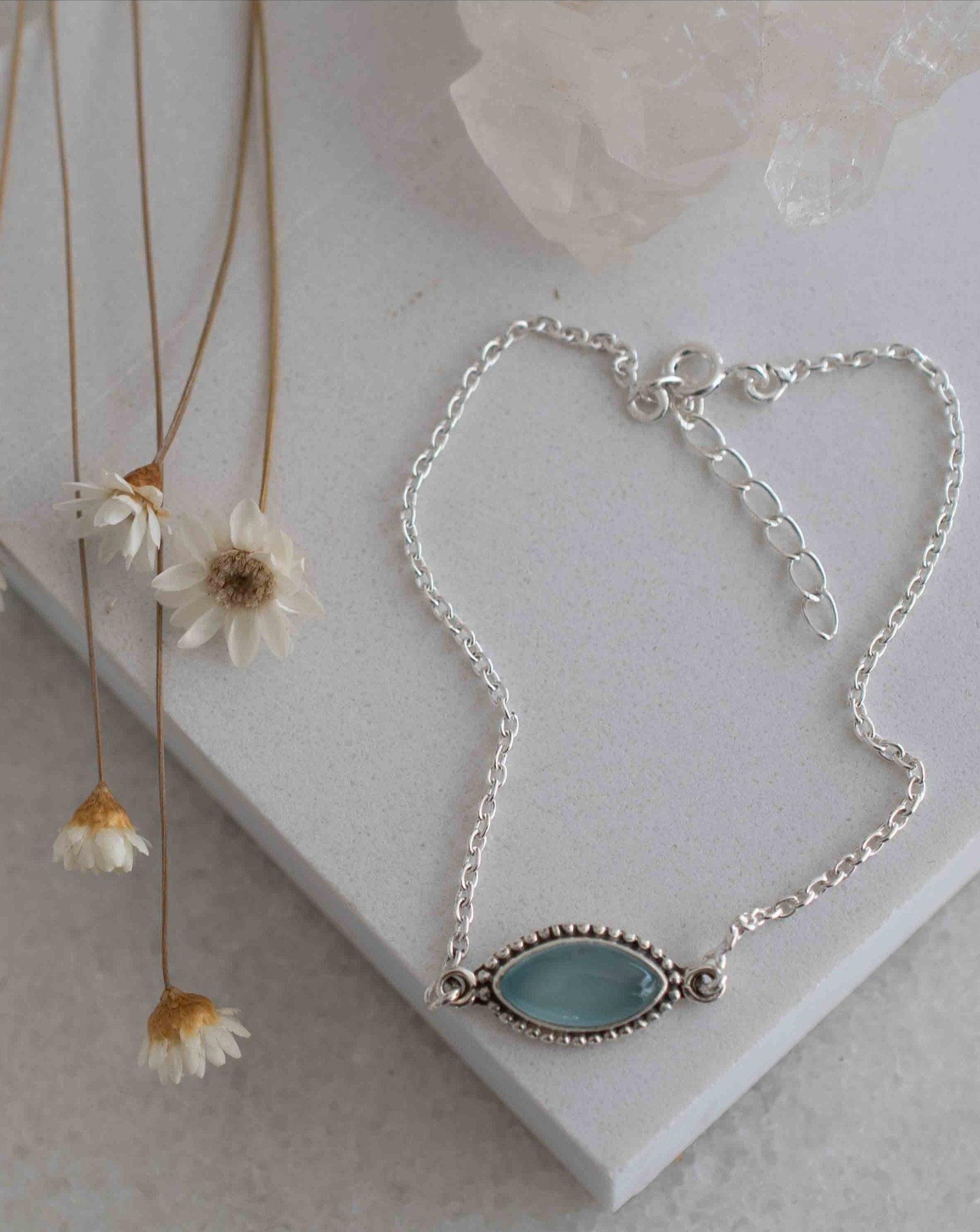 Turquoise, Labradorite, Larimar, Moonstone and Aqua Chalcedony Bracelet ~ Sterling Silver 925 ~Handmade ~Hippie ~Bohemian  ~Stackable MB0