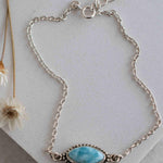 Turquoise, Labradorite, Larimar, Moonstone and Aqua Chalcedony Bracelet ~ Sterling Silver 925 ~Handmade ~Hippie ~Bohemian  ~Stackable MB0