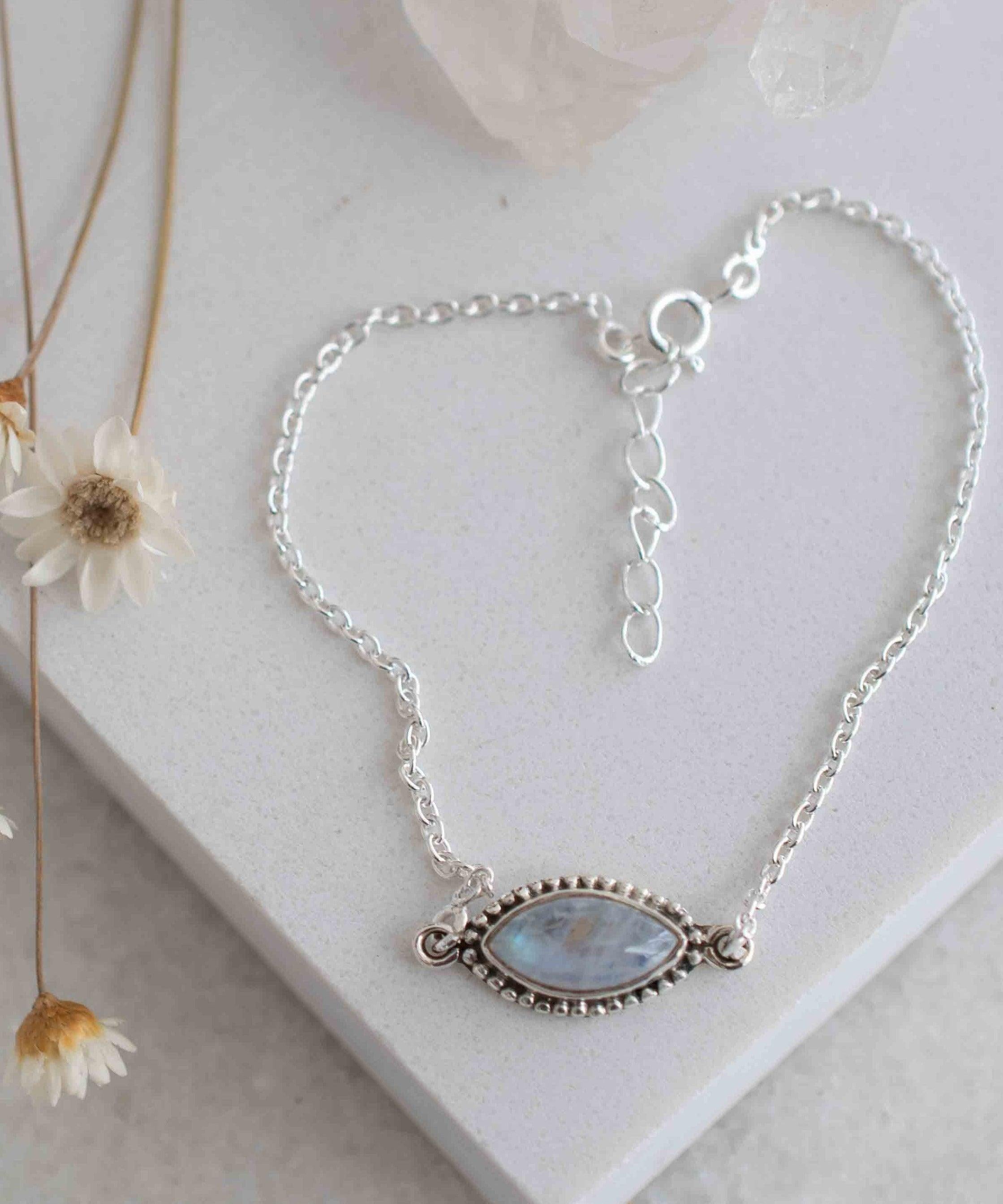 Turquoise, Labradorite, Larimar, Moonstone and Aqua Chalcedony Bracelet ~ Sterling Silver 925 ~Handmade ~Hippie ~Bohemian  ~Stackable MB0