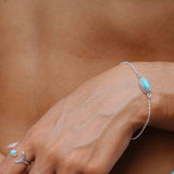 Turquoise, Labradorite, Larimar, Moonstone and Aqua Chalcedony Bracelet ~ Sterling Silver 925 ~Handmade ~Hippie ~Bohemian  ~Stackable MB0
