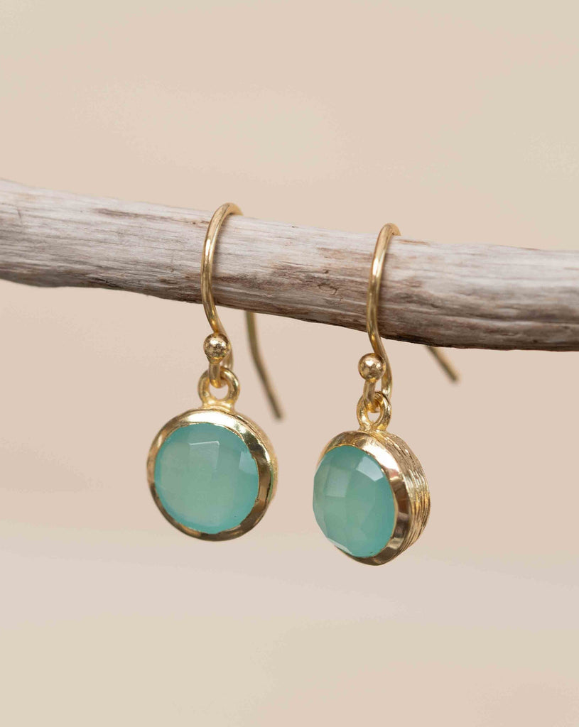 Aqua Chalcedony Earrings ~ Dangle ~ Jewelry ~ 18k Gold Plated ~ Natural ~ Minimalist Everyday ~ Gift for Her ~ Boho ~ Hippie ~ ME198