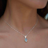 Labradorite, Aqua Chalcedony, Rose Quartz, Moonstone ~ Tear Drop ~ Sterling Silver ~ Charm ~ Layered ~ minimalist ~ delicate MP009