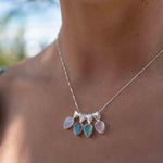 Labradorite, Aqua Chalcedony, Rose Quartz, Moonstone ~ Tear Drop ~ Sterling Silver ~ Charm ~ Layered ~ minimalist ~ delicate MP009