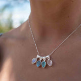 Labradorite, Aqua Chalcedony, Rose Quartz, Moonstone ~ Tear Drop ~ Sterling Silver ~ Charm ~ Layered ~ minimalist ~ delicate MP009