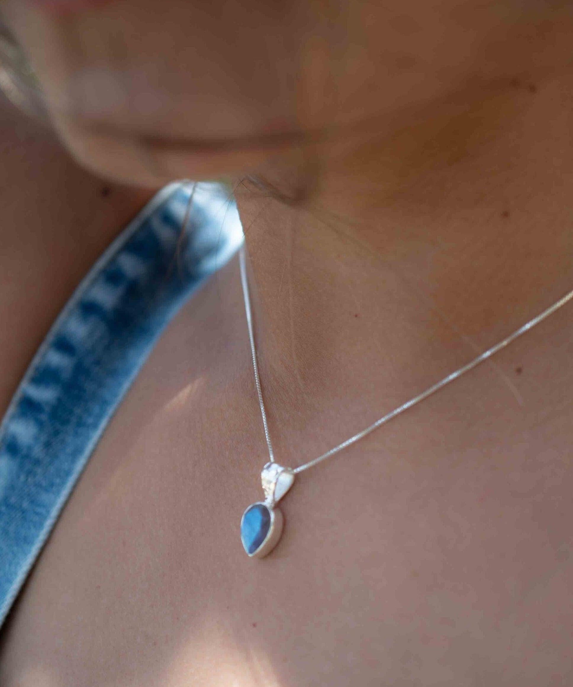 Labradorite, Aqua Chalcedony, Rose Quartz, Moonstone ~ Tear Drop ~ Sterling Silver ~ Charm ~ Layered ~ minimalist ~ delicate MP009