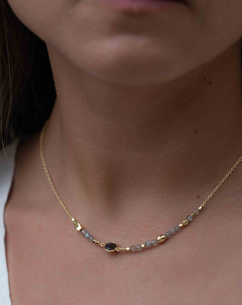 Labradorite Necklace ~ Gold Plated 18k ~Jewelry ~ Gift For Her ~ Minimalist~ Handmade~ Thin Chain~ Delicate ~Layered ~ MN109