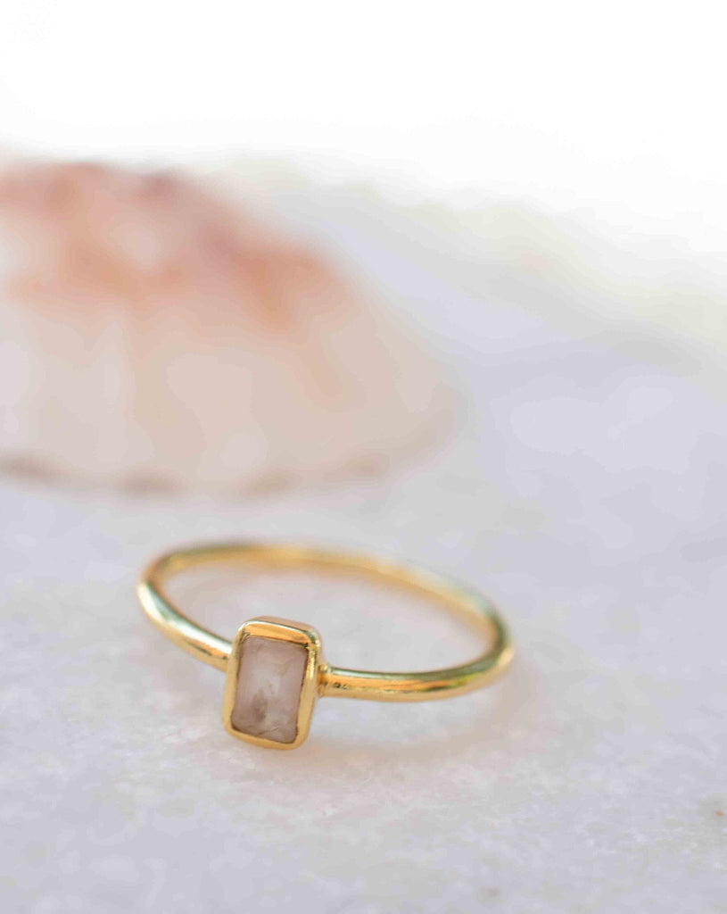 Rose Quartz Ring ~ Gemstone ~ Natural ~ 18k Gold Plated ~ Jewelry ~ Handmade~ January Birthstone - MR321