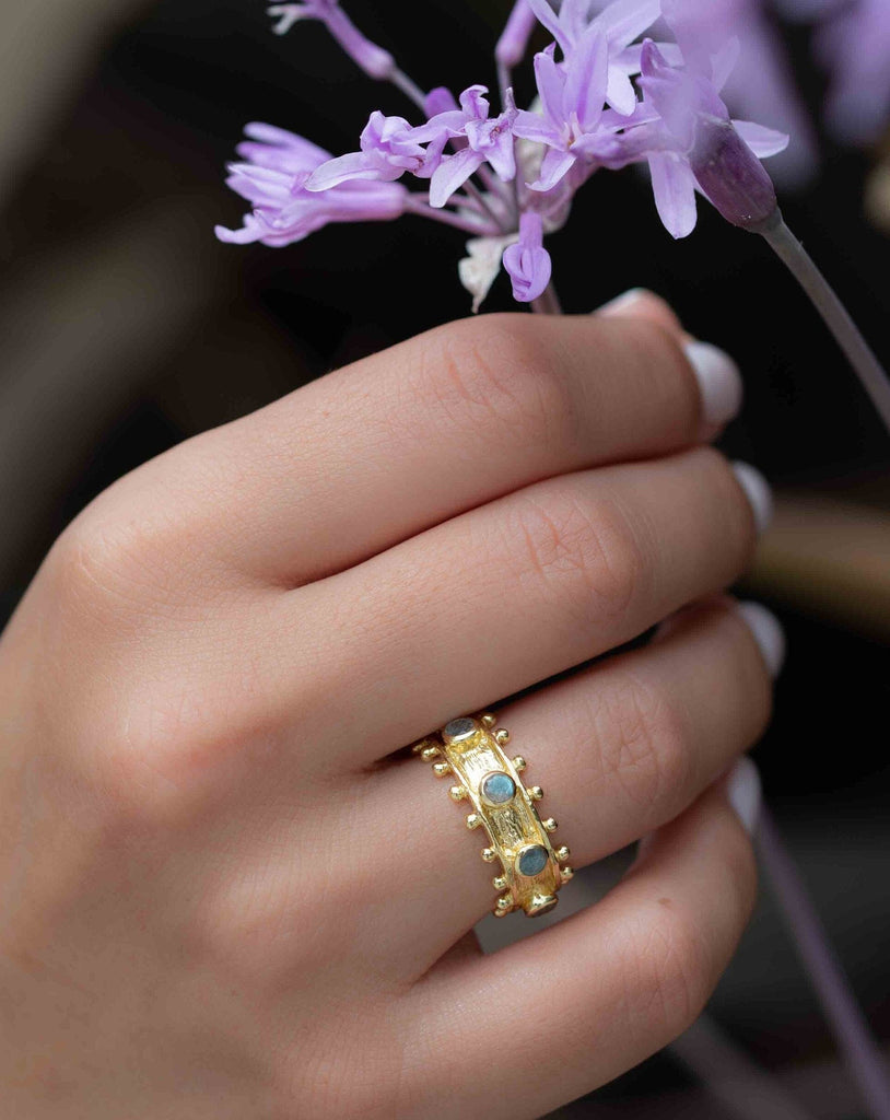 Rainbow Labradorite Ring ~ Gemstone ~ Natural ~ 18k Gold Plated ~ Jewelry ~ Handmade ~ February Birthstone ~ MR323
