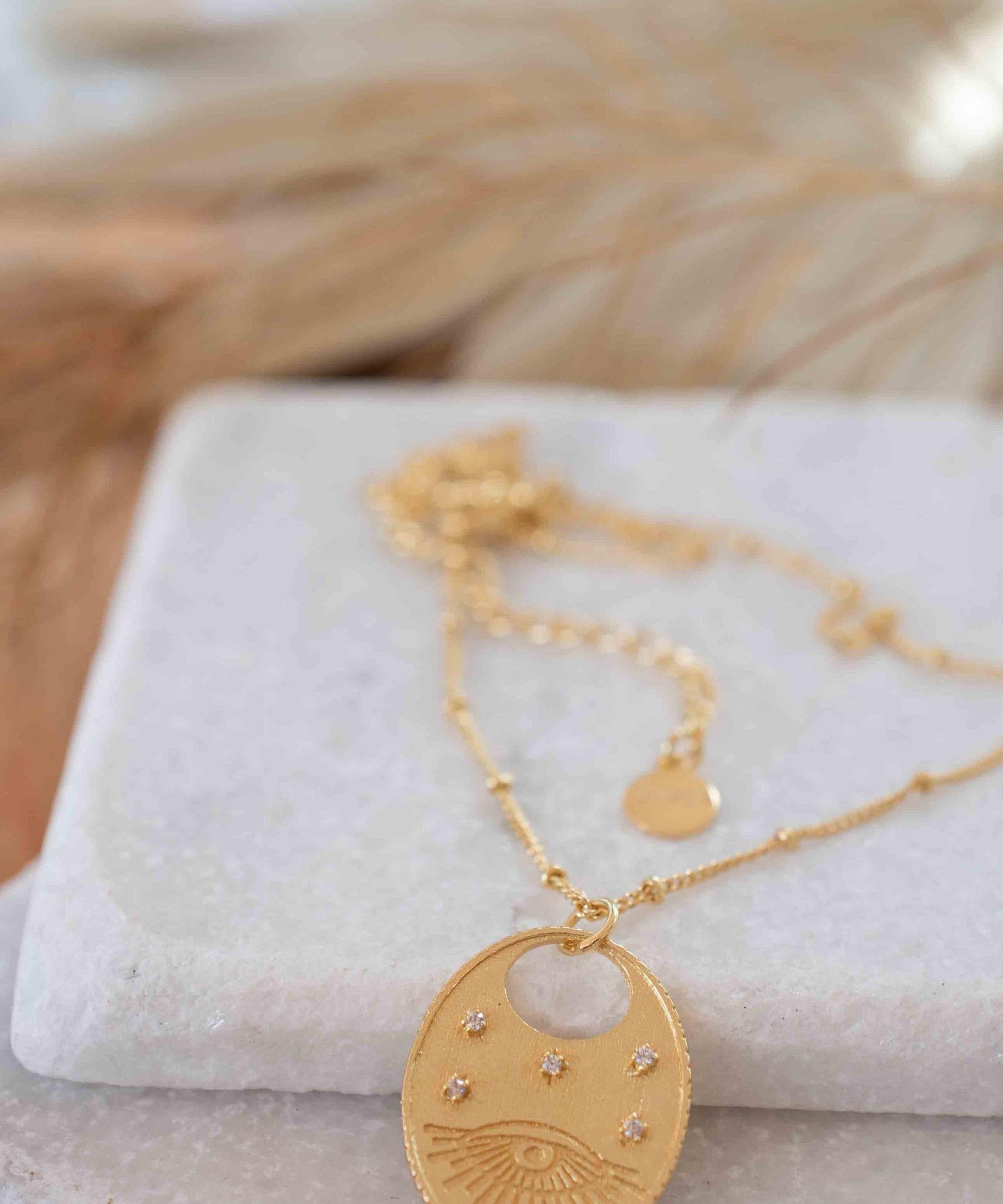 Evil Eye Necklace Gold Plated 18k ~ Cubic Zirconia or Black Onyx ~ Layered long Necklace  ~ Jewelry ~ Minimalist~ Handmade ~ MN115