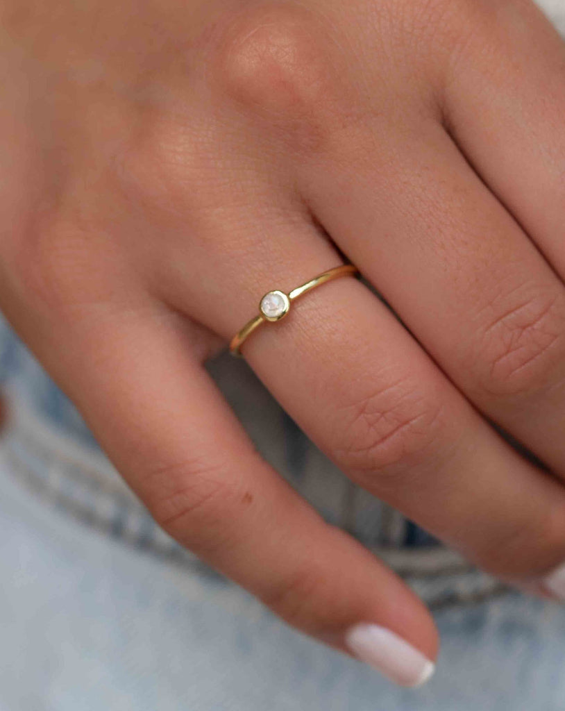 Moonstone Gold Ring ~ Delicate ~ 18k Gold Plated ~ Handmade ~ Gemstone ~Everyday~ Hippie~Bohemian~June Birthstone~Stackable ~ MR325