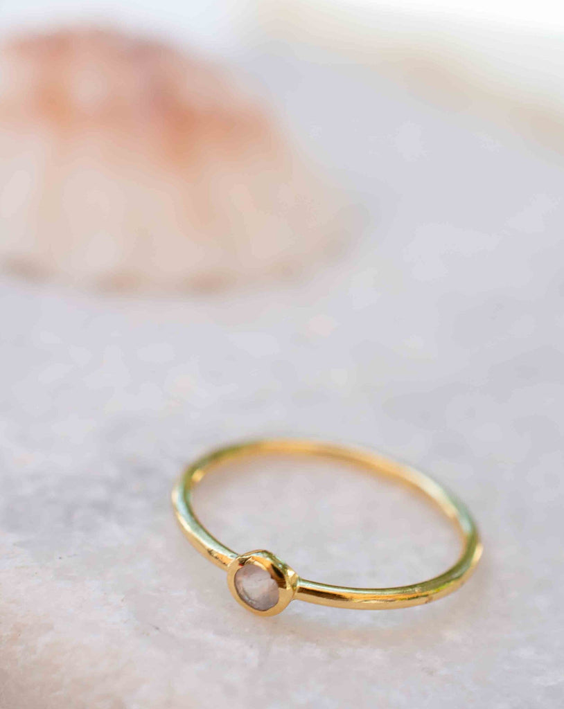 Rose Quartz Gold Ring ~ Delicate ~ 18k Gold Plated ~ Handmade ~ Gemstone~Statement ~Everyday~ Hippie~Bohemian~Stackable~MR326