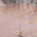 Iolite hydro, Aqua Chalcedony or Labradorite & CZ Necklace ~ Gold Plated 18k ~ Jewelry Minimalist~ Handmade~ Thin Chain~ Delicate~ MN125