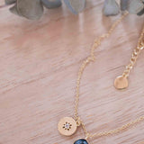 Iolite hydro, Aqua Chalcedony or Labradorite & CZ Necklace ~ Gold Plated 18k ~ Jewelry Minimalist~ Handmade~ Thin Chain~ Delicate~ MN125