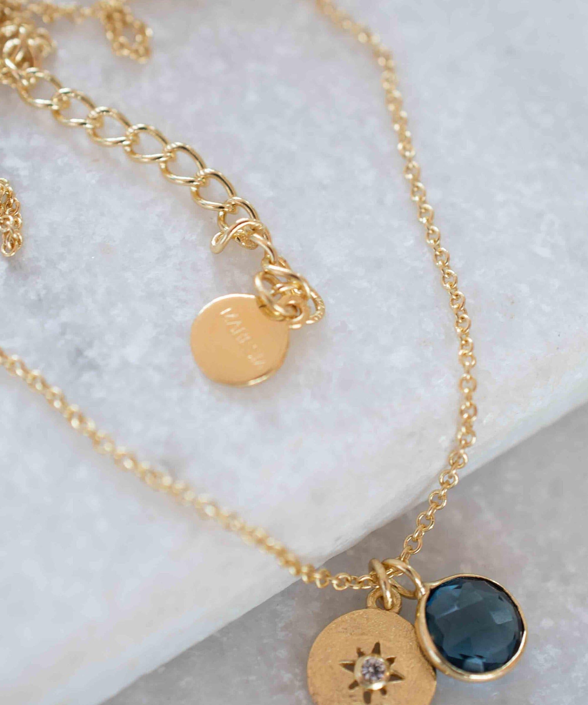 Iolite hydro, Aqua Chalcedony or Labradorite & CZ Necklace ~ Gold Plated 18k ~ Jewelry Minimalist~ Handmade~ Thin Chain~ Delicate~ MN125