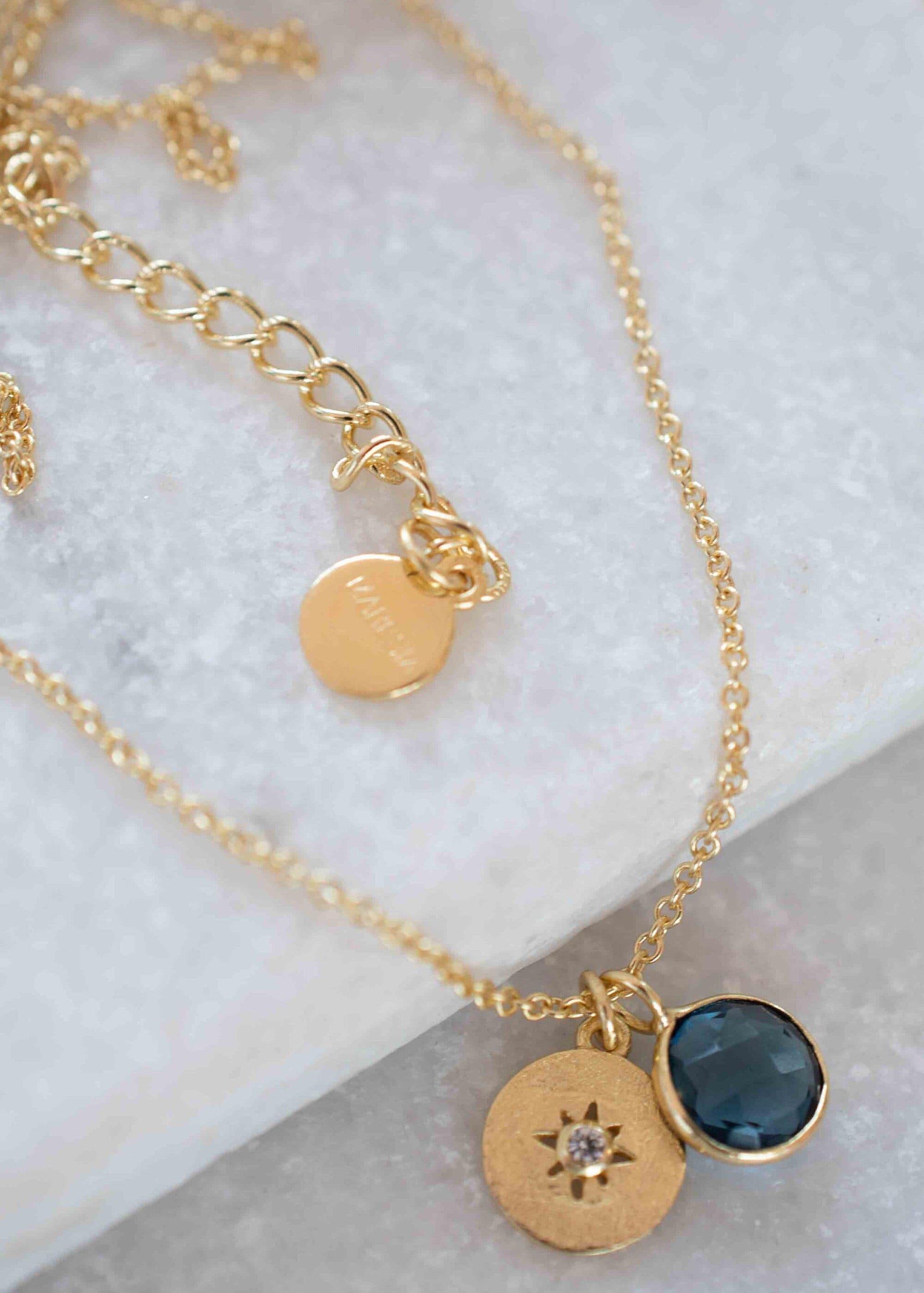 Iolite hydro, Aqua Chalcedony or Labradorite & CZ Necklace ~ Gold Plated 18k ~ Jewelry Minimalist~ Handmade~ Thin Chain~ Delicate~ MN125