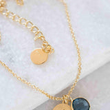 Iolite hydro, Aqua Chalcedony or Labradorite & CZ Necklace ~ Gold Plated 18k ~ Jewelry Minimalist~ Handmade~ Thin Chain~ Delicate~ MN125