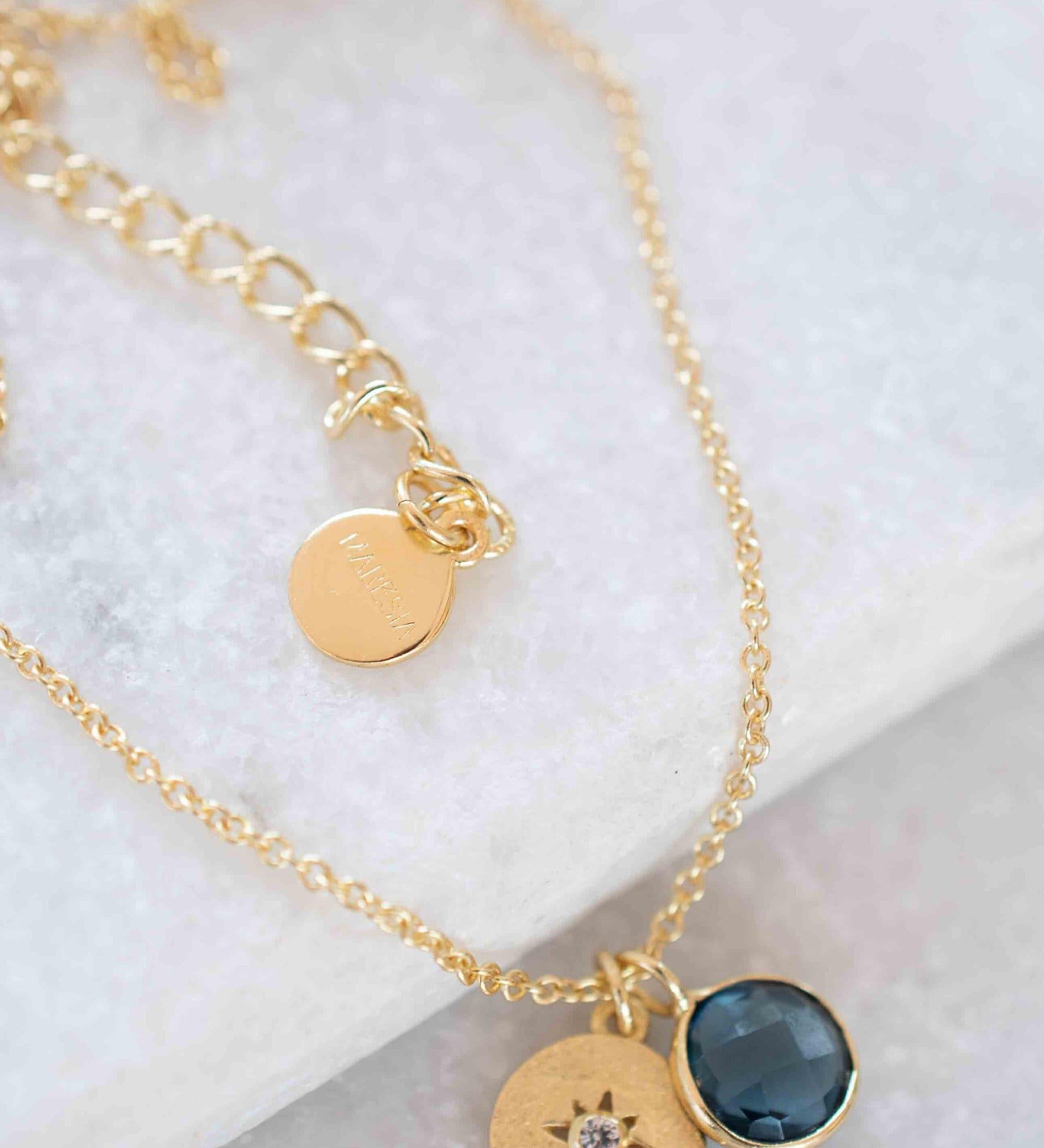 Iolite hydro, Aqua Chalcedony or Labradorite & CZ Necklace ~ Gold Plated 18k ~ Jewelry Minimalist~ Handmade~ Thin Chain~ Delicate~ MN125