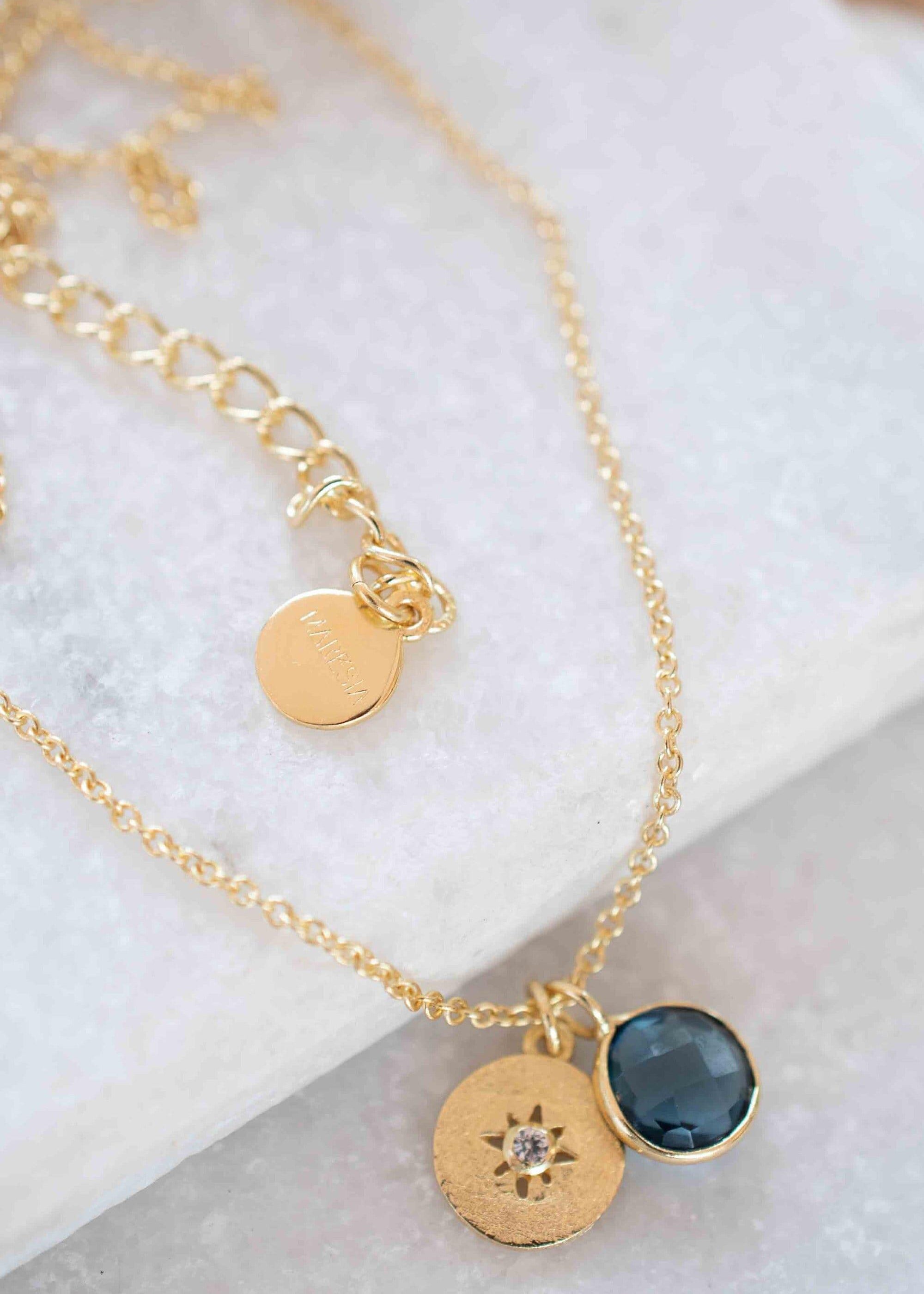 Iolite hydro, Aqua Chalcedony or Labradorite & CZ Necklace ~ Gold Plated 18k ~ Jewelry Minimalist~ Handmade~ Thin Chain~ Delicate~ MN125