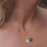 Iolite hydro, Aqua Chalcedony or Labradorite & CZ Necklace ~ Gold Plated 18k ~ Jewelry Minimalist~ Handmade~ Thin Chain~ Delicate~ MN125
