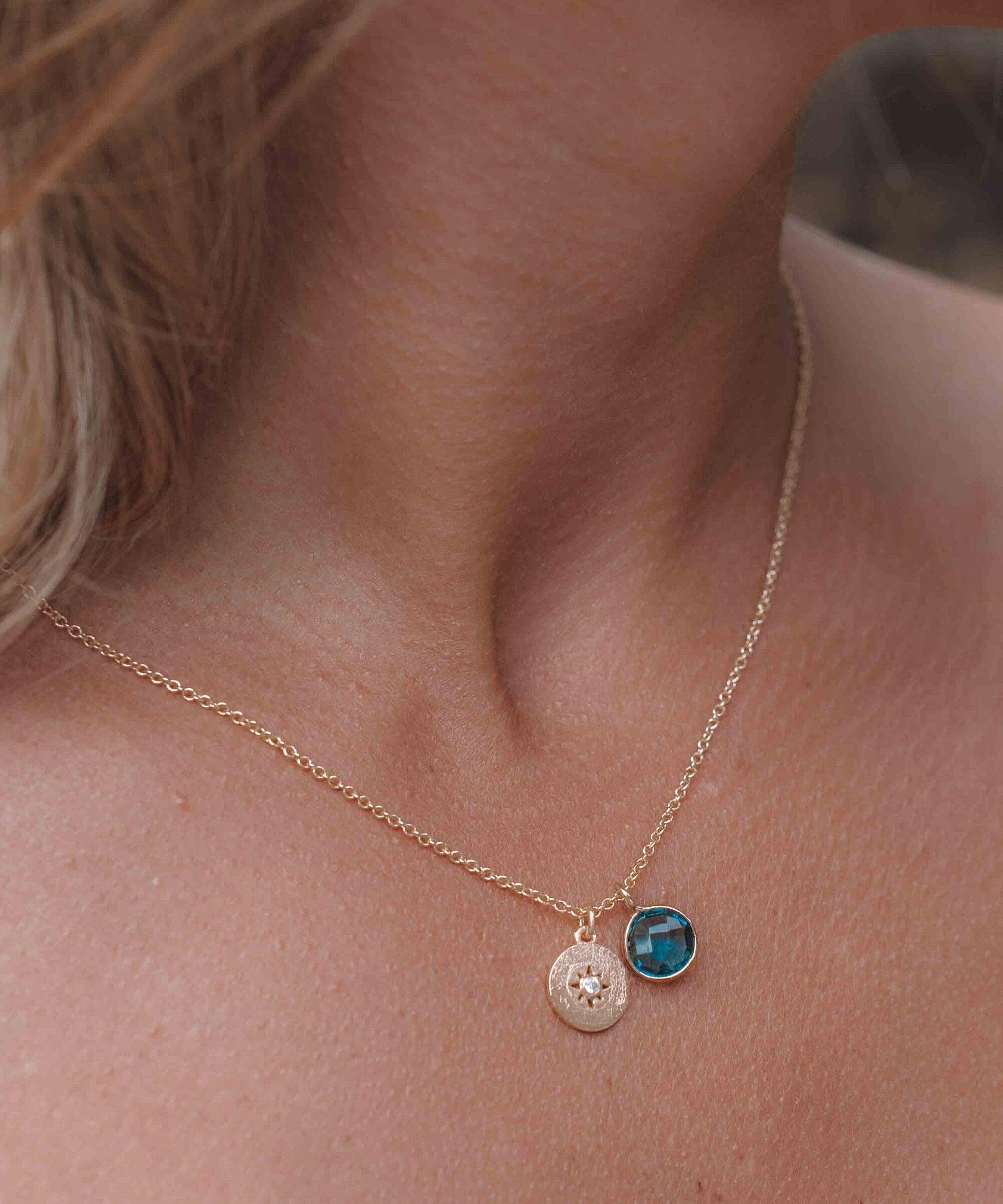 Iolite hydro, Aqua Chalcedony or Labradorite & CZ Necklace ~ Gold Plated 18k ~ Jewelry Minimalist~ Handmade~ Thin Chain~ Delicate~ MN125