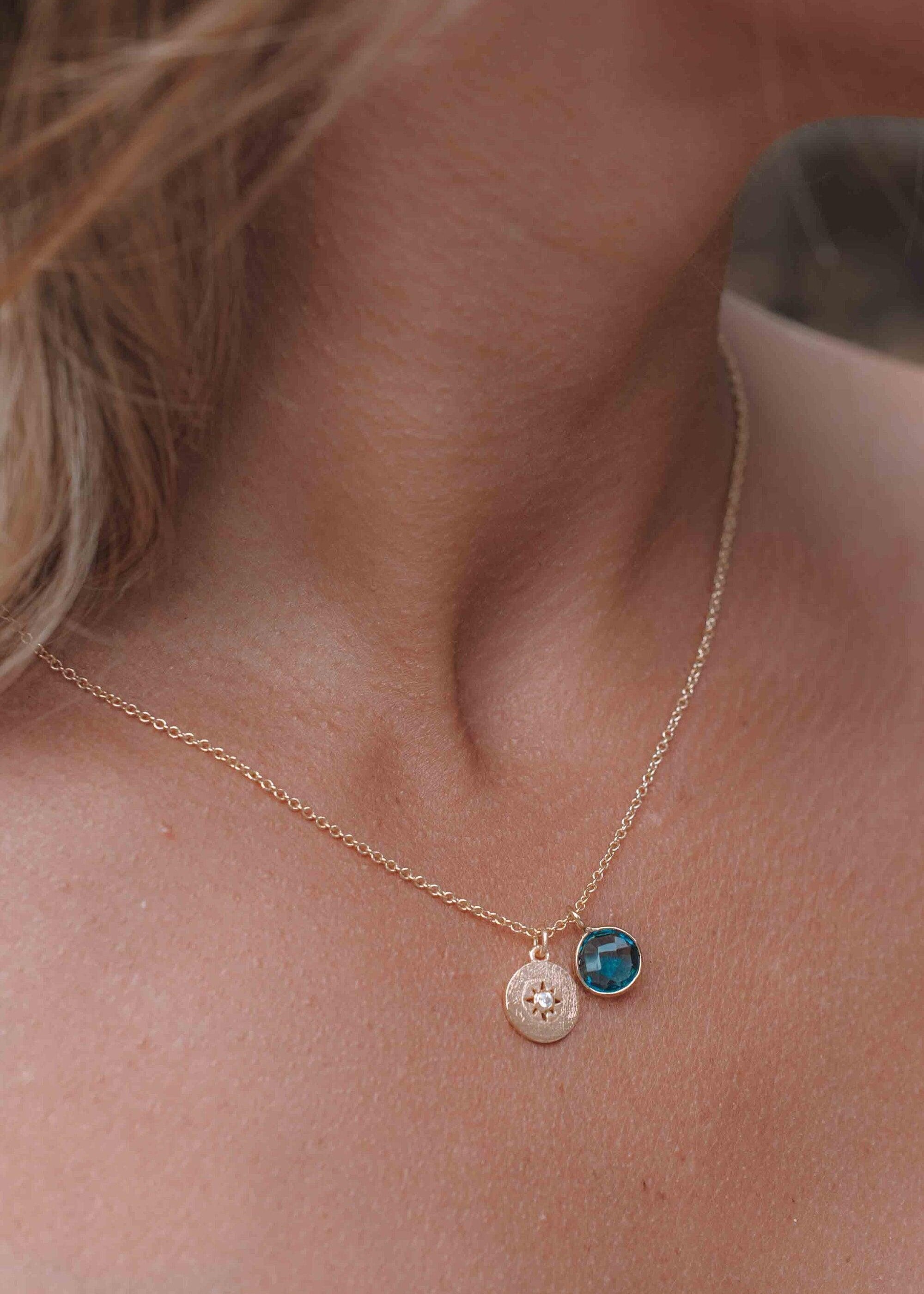Iolite hydro, Aqua Chalcedony or Labradorite & CZ Necklace ~ Gold Plated 18k ~ Jewelry Minimalist~ Handmade~ Thin Chain~ Delicate~ MN125