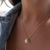 Iolite hydro, Aqua Chalcedony or Labradorite & CZ Necklace ~ Gold Plated 18k ~ Jewelry Minimalist~ Handmade~ Thin Chain~ Delicate~ MN125
