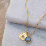Iolite hydro, Aqua Chalcedony or Labradorite & CZ Necklace ~ Gold Plated 18k ~ Jewelry Minimalist~ Handmade~ Thin Chain~ Delicate~ MN125