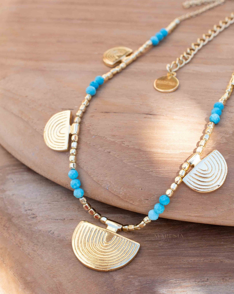Turquoise Necklace ~ Gold Plated 18k ~Choker ~ Jewelry ~ Gift For Her ~ Minimalist~ Handmade~ Thin Chain~ Delicate ~Layered ~ Boho MN137