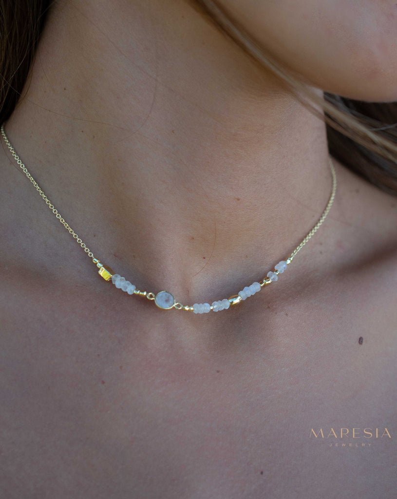 Moonstone Necklace ~ Gold Plated 18k ~Jewelry ~ Gift For Her ~ Minimalist~ Handmade~ Thin Chain~ Delicate ~Layered ~ MN141