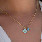 Iolite hydro, Aqua Chalcedony or Labradorite & CZ Necklace ~ Gold Plated 18k ~ Jewelry Minimalist~ Handmade~ Thin Chain~ Delicate~ MN125