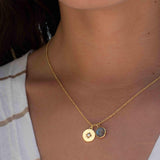 Iolite hydro, Aqua Chalcedony or Labradorite & CZ Necklace ~ Gold Plated 18k ~ Jewelry Minimalist~ Handmade~ Thin Chain~ Delicate~ MN125
