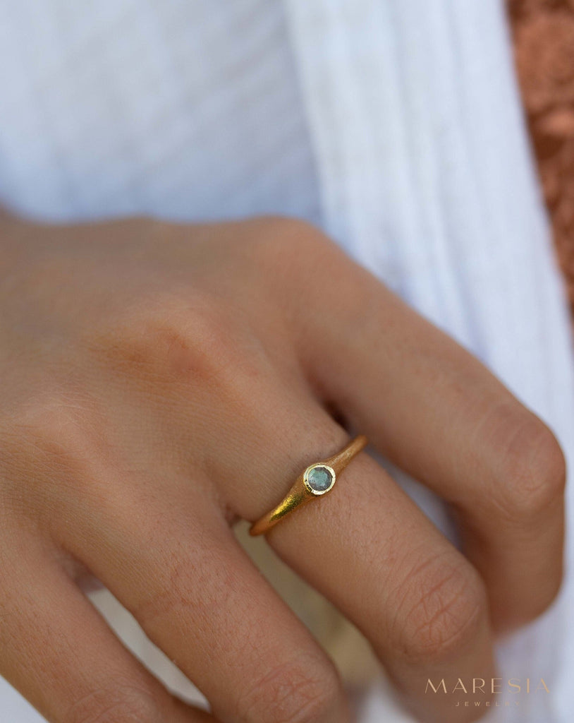 Labradorite Ring~ Gemstone ~ Round~ Stackable~ Natural ~ 18k Gold Plated ~ Jewelry ~ Handmade~February Birthstone ~MR333