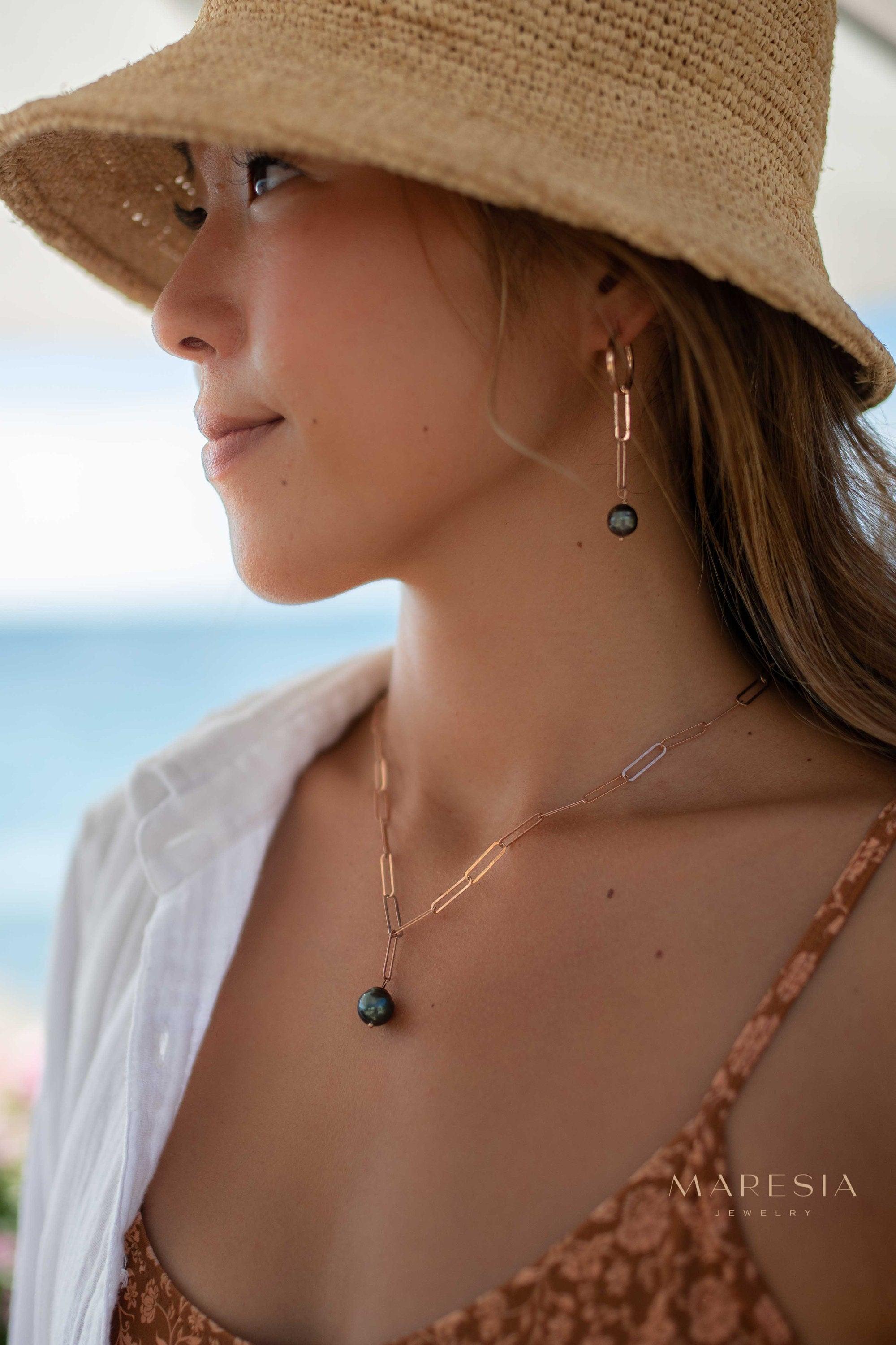 Tahitian Pearl Earrings ~ 14k Gold Filled, Rose Gold Filled or Sterling Silver 925 ~ Hoop ~ Jewelry ~ Natural ~ Organic ~ Everyday ~ ME220