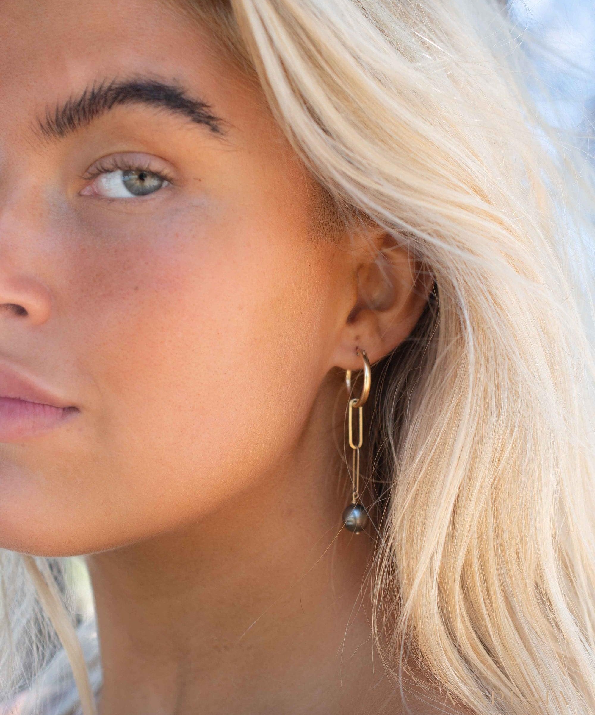 Tahitian Pearl Earrings ~ 14k Gold Filled, Rose Gold Filled or Sterling Silver 925 ~ Hoop ~ Jewelry ~ Natural ~ Organic ~ Everyday ~ ME220