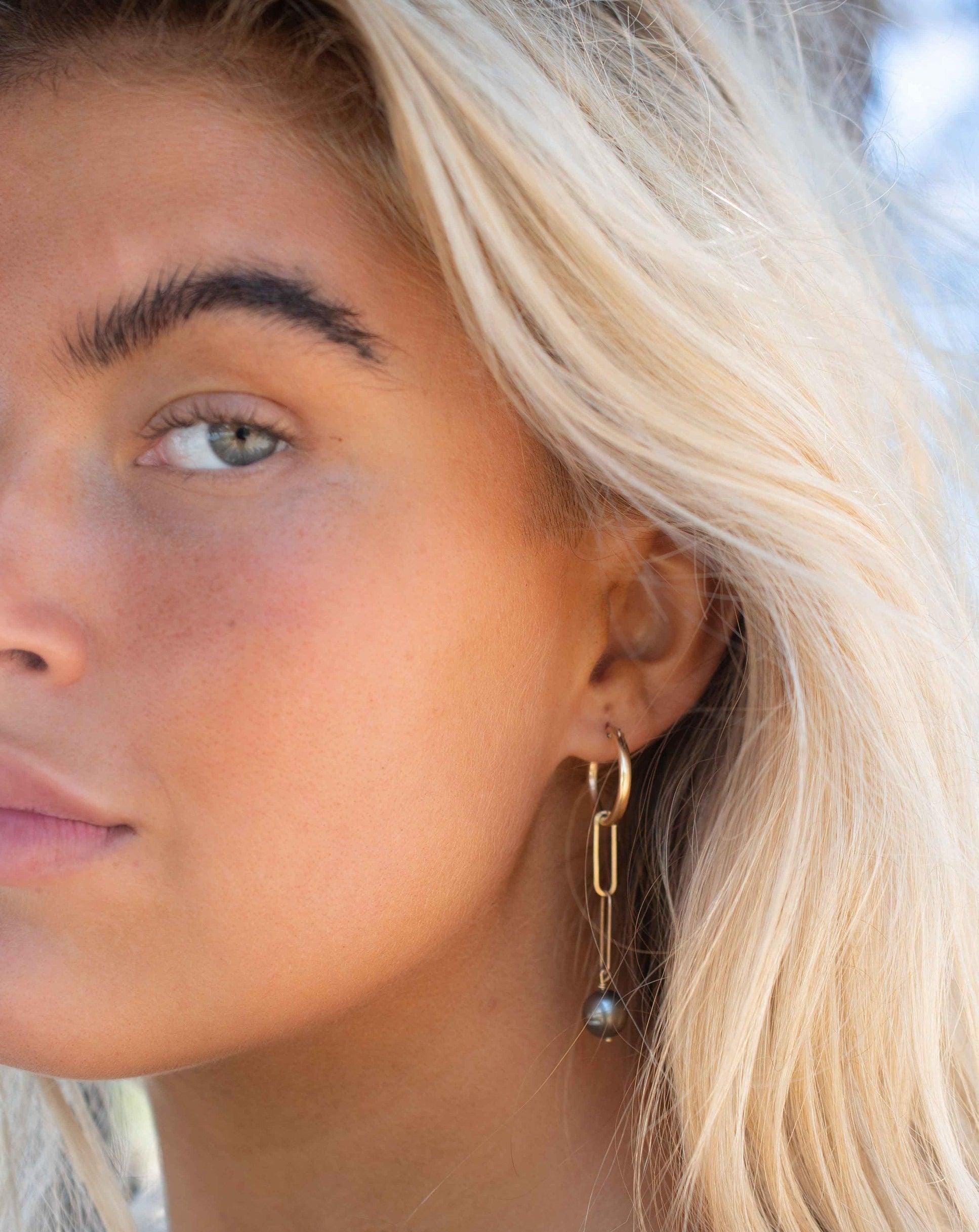 Tahitian Pearl Earrings ~ 14k Gold Filled, Rose Gold Filled or Sterling Silver 925 ~ Hoop ~ Jewelry ~ Natural ~ Organic ~ Everyday ~ ME220