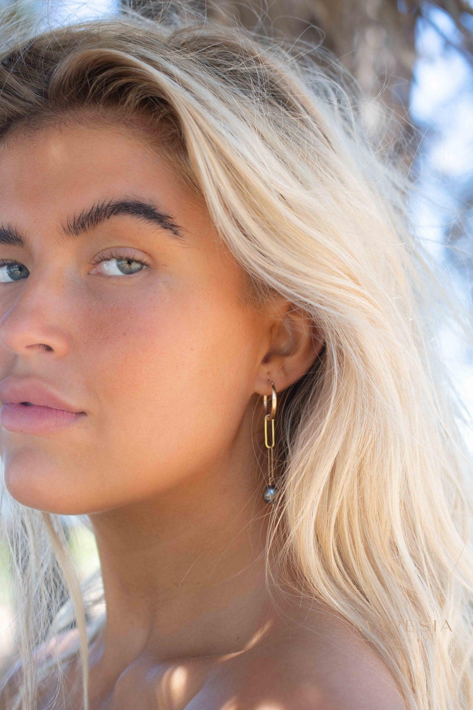Tahitian Pearl Earrings ~ 14k Gold Filled, Rose Gold Filled or Sterling Silver 925 ~ Hoop ~ Jewelry ~ Natural ~ Organic ~ Everyday ~ ME220