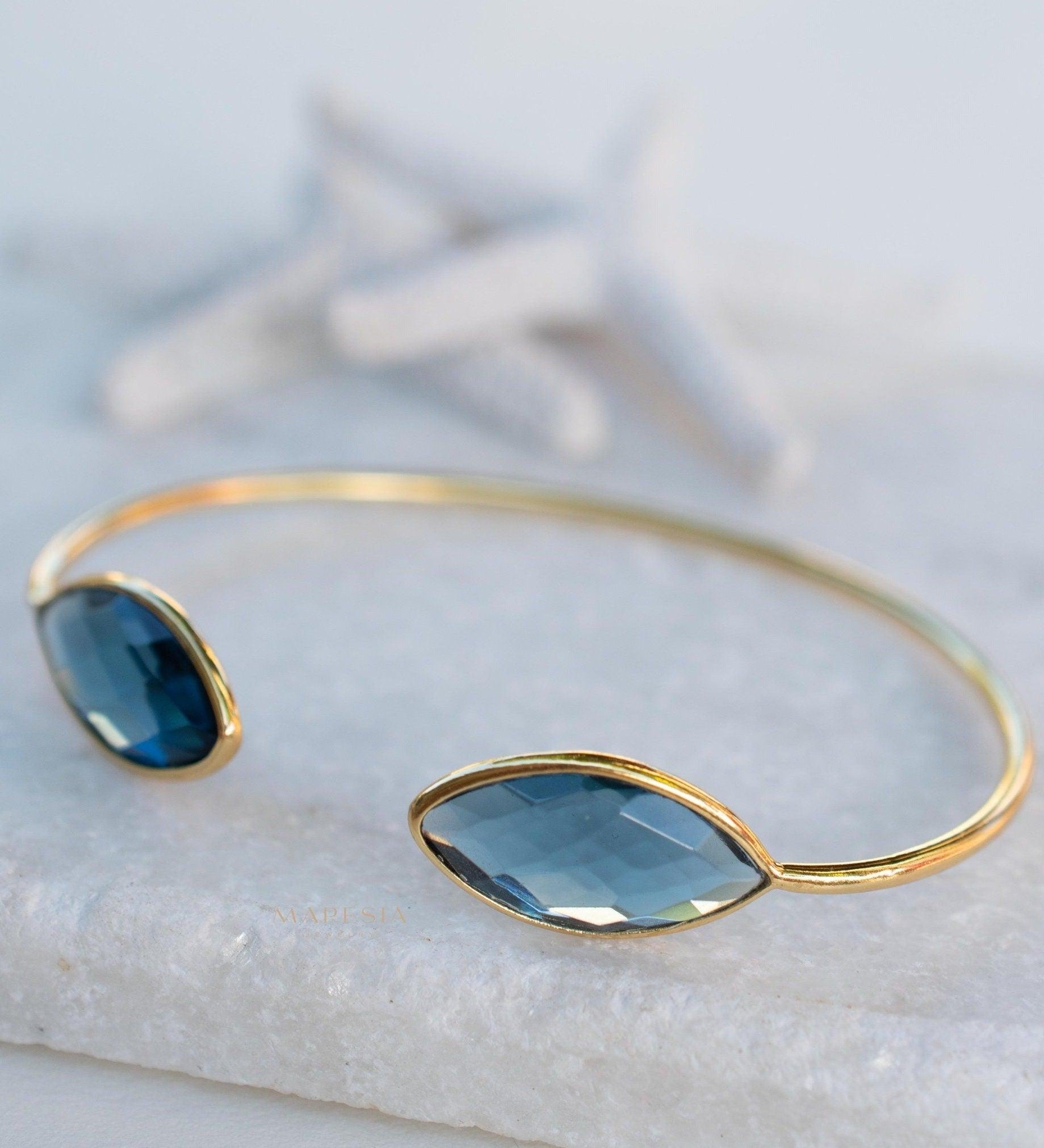 Iolite hydro Adjustable Bracelet ~ Gold Plated 18k or Silver Plated ~ Handmade ~Statement~Bohemian ~Jewelry ~Gift For Her~MB037A