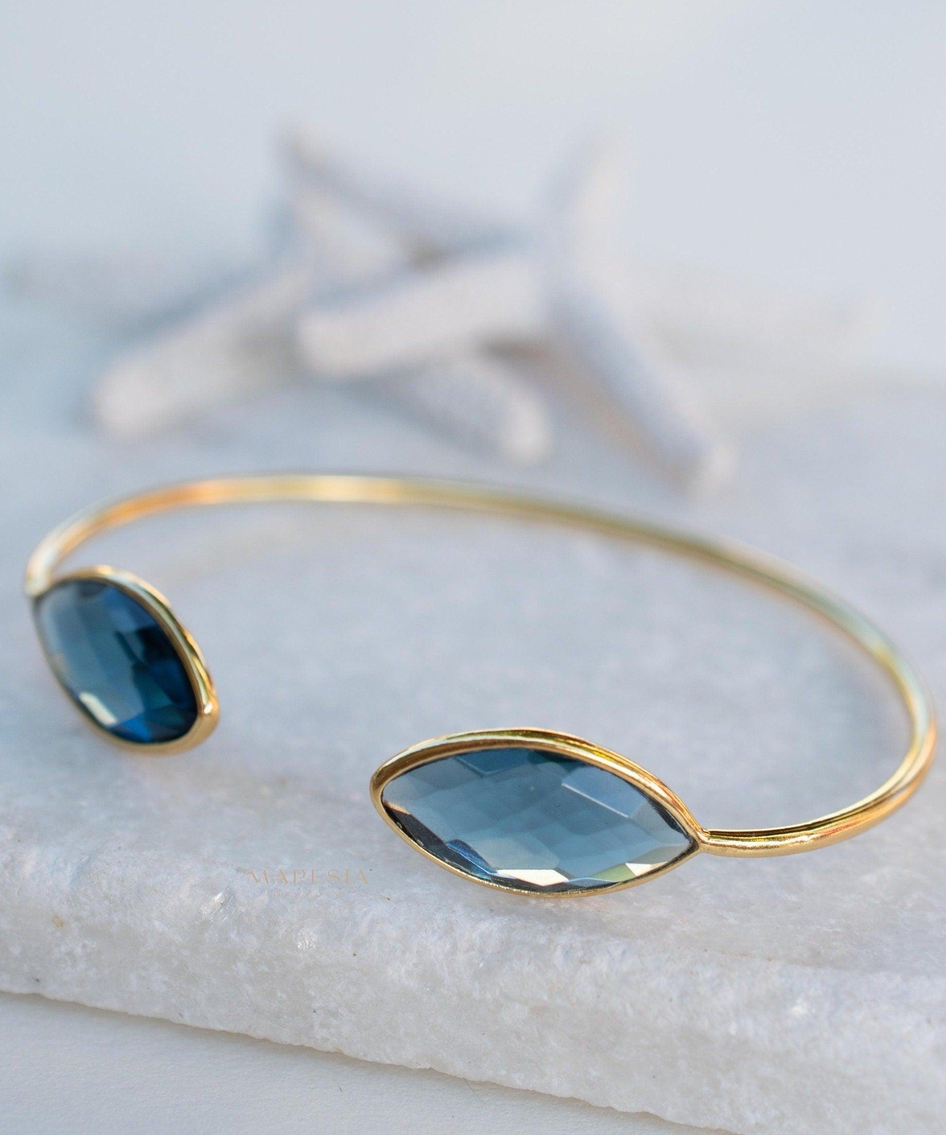 Iolite hydro Adjustable Bracelet ~ Gold Plated 18k or Silver Plated ~ Handmade ~Statement~Bohemian ~Jewelry ~Gift For Her~MB037A