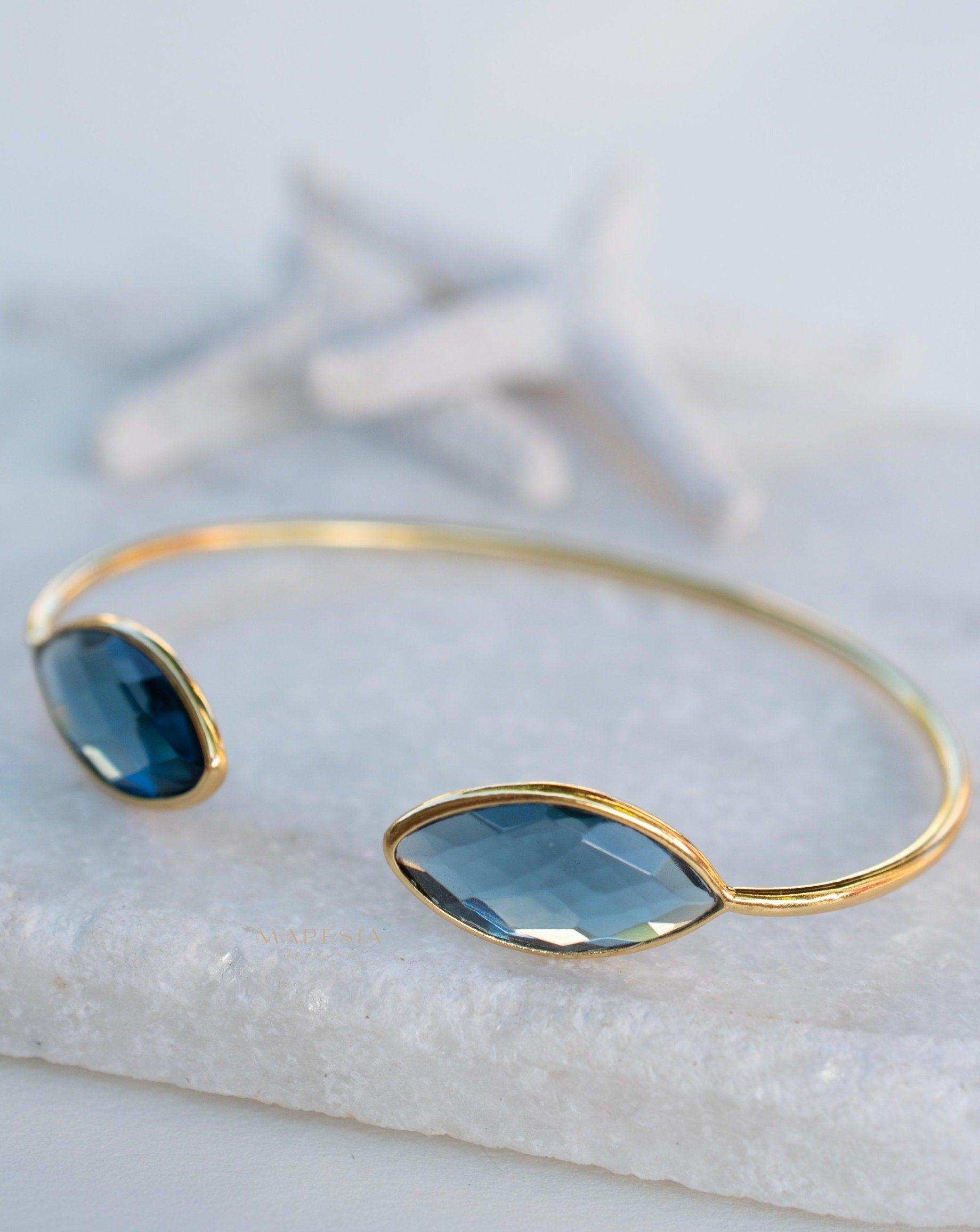 Iolite hydro Adjustable Bracelet ~ Gold Plated 18k or Silver Plated ~ Handmade ~Statement~Bohemian ~Jewelry ~Gift For Her~MB037A