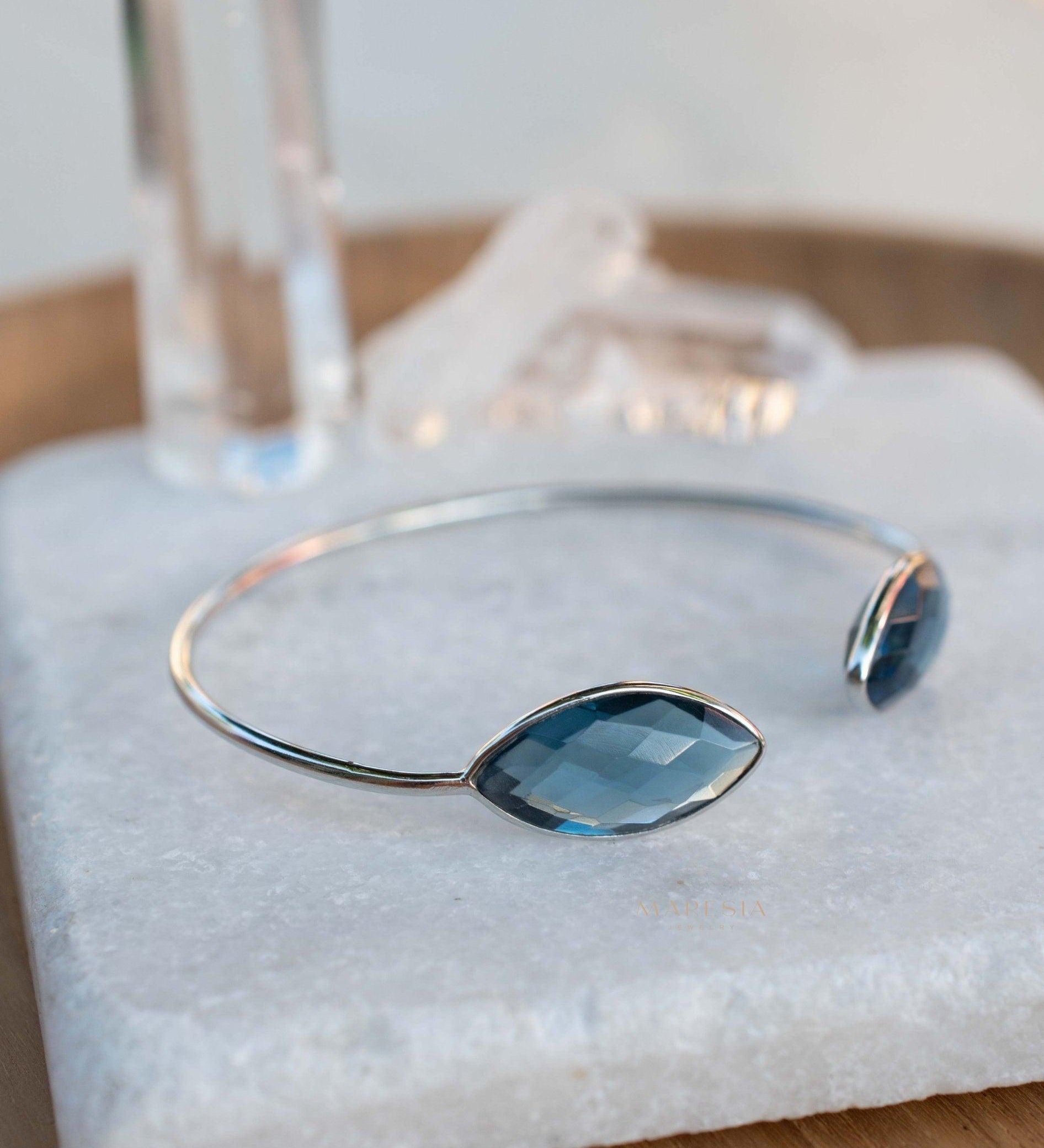 Iolite hydro Adjustable Bracelet ~ Gold Plated 18k or Silver Plated ~ Handmade ~Statement~Bohemian ~Jewelry ~Gift For Her~MB037A