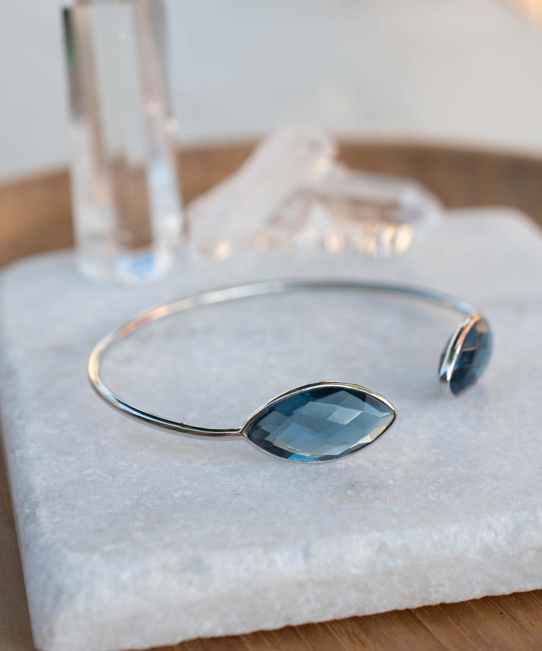 Iolite hydro Adjustable Bracelet ~ Gold Plated 18k or Silver Plated ~ Handmade ~Statement~Bohemian ~Jewelry ~Gift For Her~MB037A