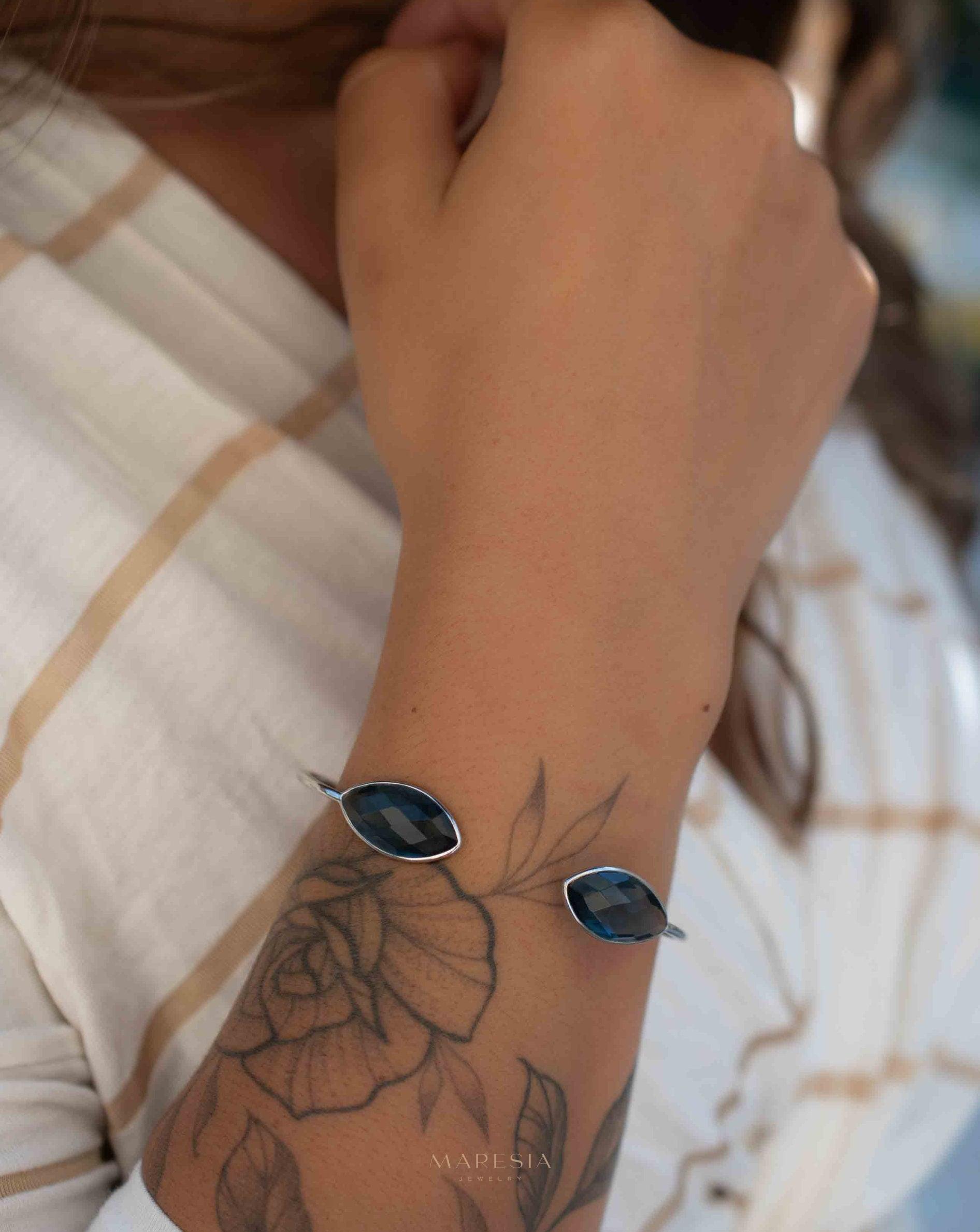 Iolite hydro Adjustable Bracelet ~ Gold Plated 18k or Silver Plated ~ Handmade ~Statement~Bohemian ~Jewelry ~Gift For Her~MB037A