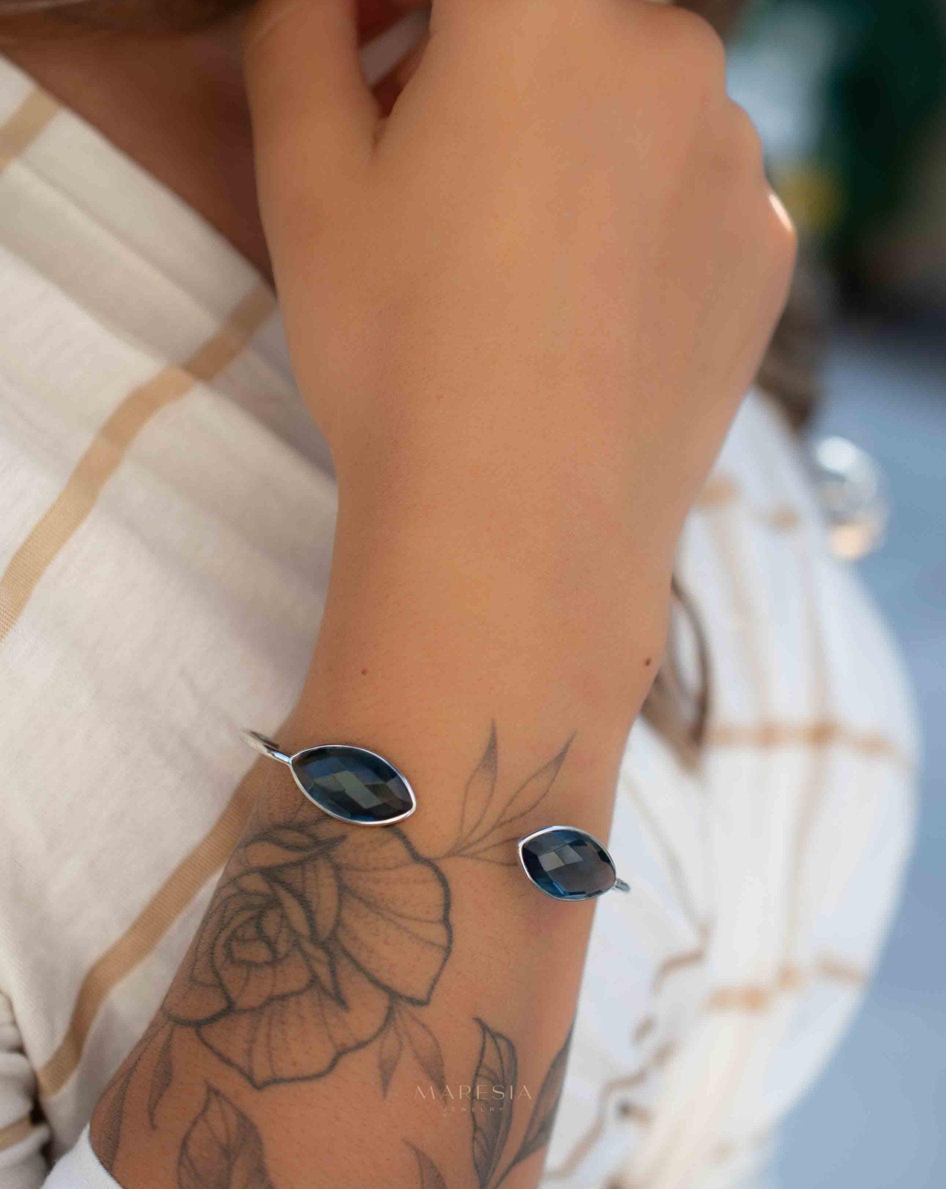 Iolite hydro Adjustable Bracelet ~ Gold Plated 18k or Silver Plated ~ Handmade ~Statement~Bohemian ~Jewelry ~Gift For Her~MB037A