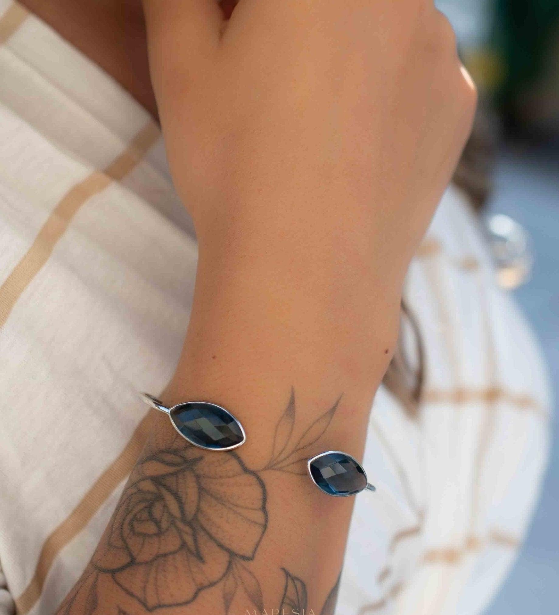 Iolite hydro Adjustable Bracelet ~ Gold Plated 18k or Silver Plated ~ Handmade ~Statement~Bohemian ~Jewelry ~Gift For Her ~ MB037B