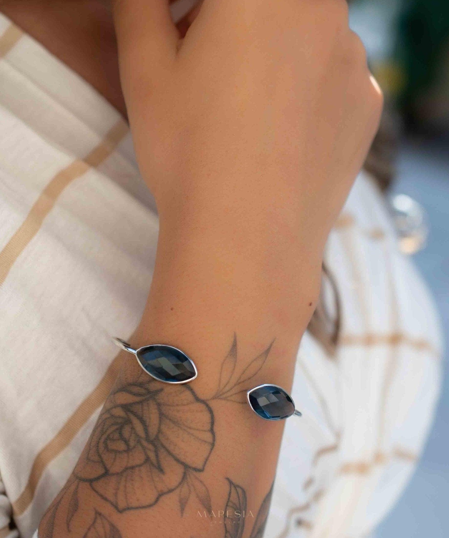 Iolite hydro Adjustable Bracelet ~ Gold Plated 18k or Silver Plated ~ Handmade ~Statement~Bohemian ~Jewelry ~Gift For Her ~ MB037B