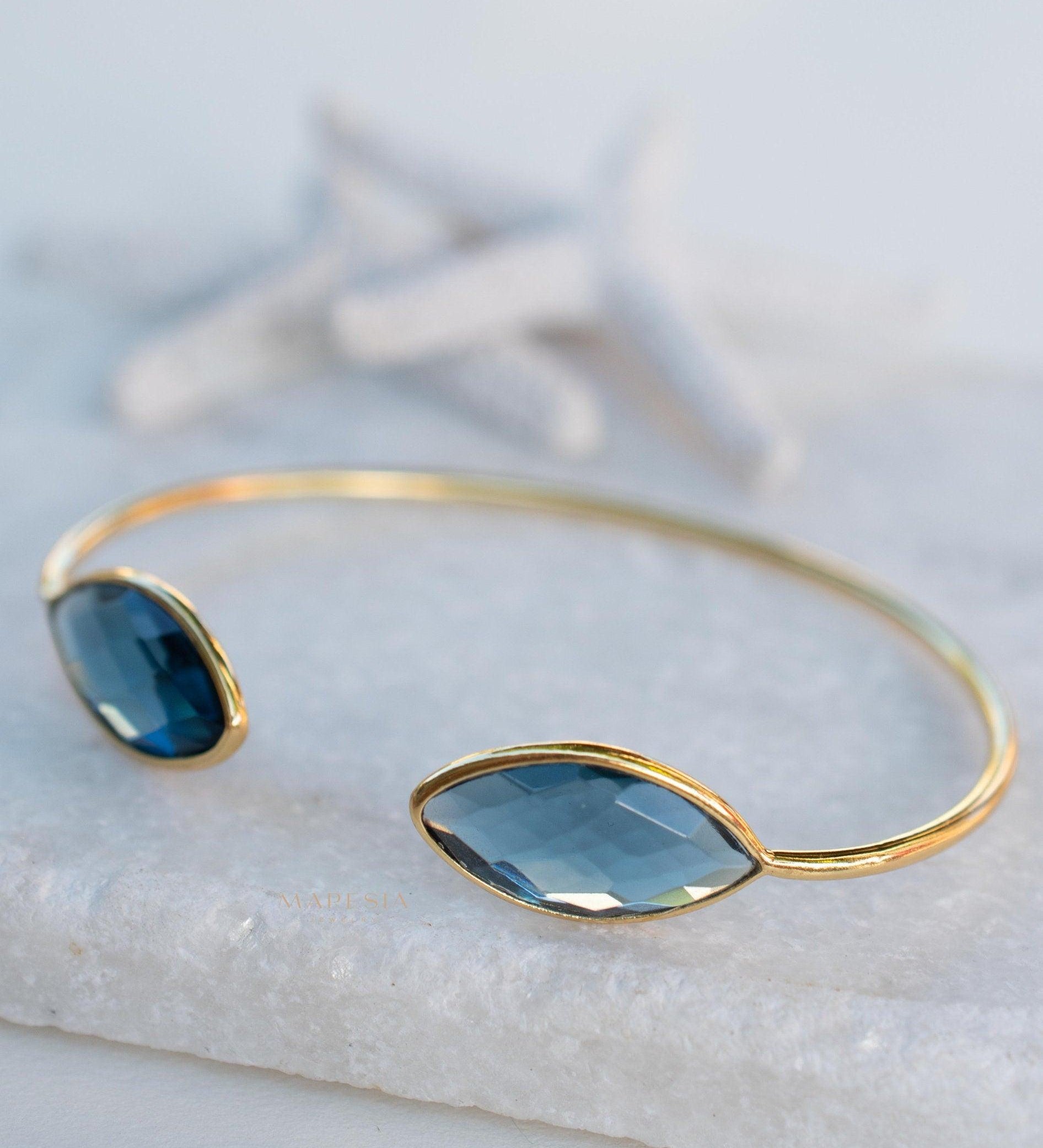 Iolite hydro Adjustable Bracelet ~ Gold Plated 18k or Silver Plated ~ Handmade ~Statement~Bohemian ~Jewelry ~Gift For Her ~ MB037B