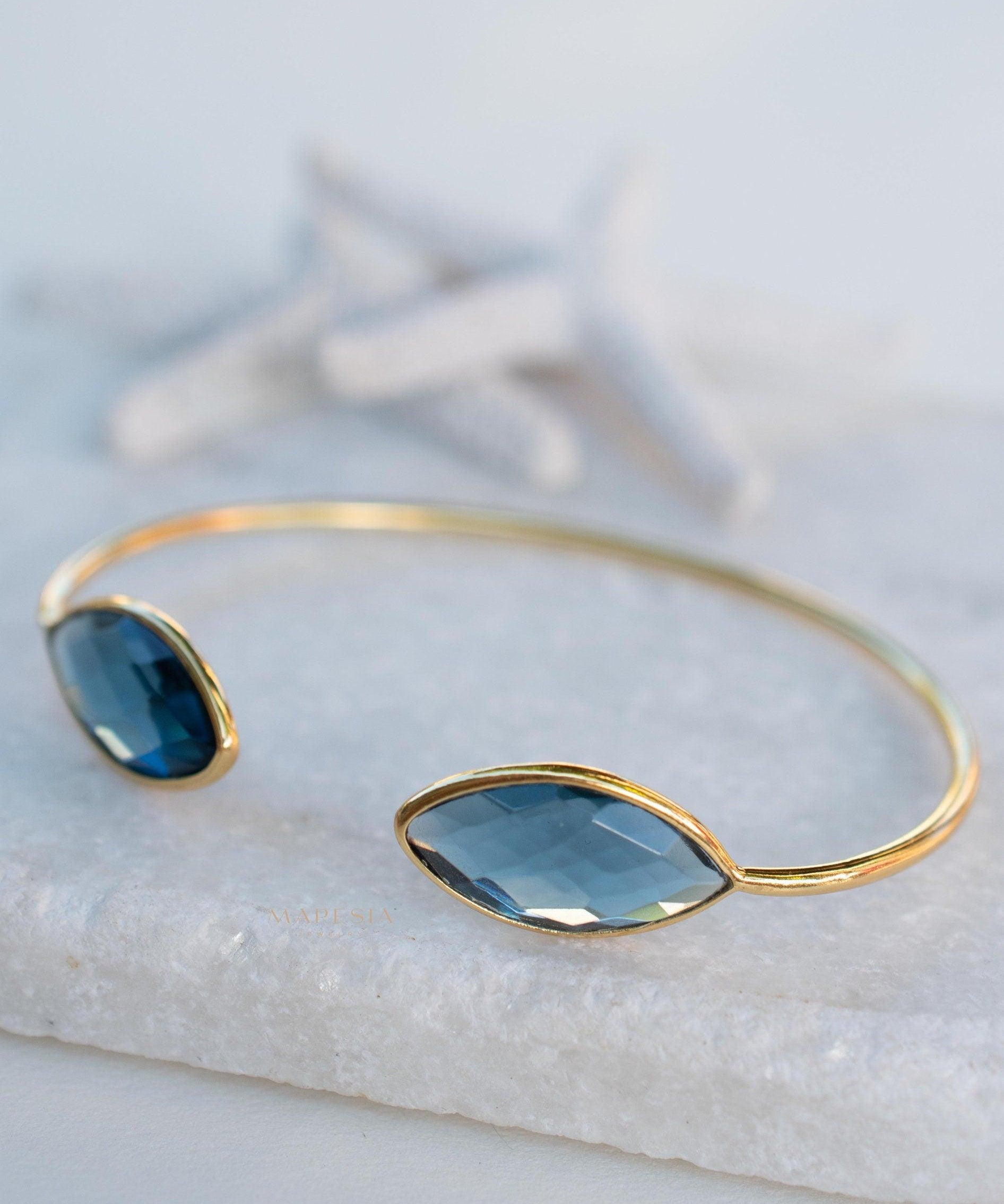 Iolite hydro Adjustable Bracelet ~ Gold Plated 18k or Silver Plated ~ Handmade ~Statement~Bohemian ~Jewelry ~Gift For Her ~ MB037B